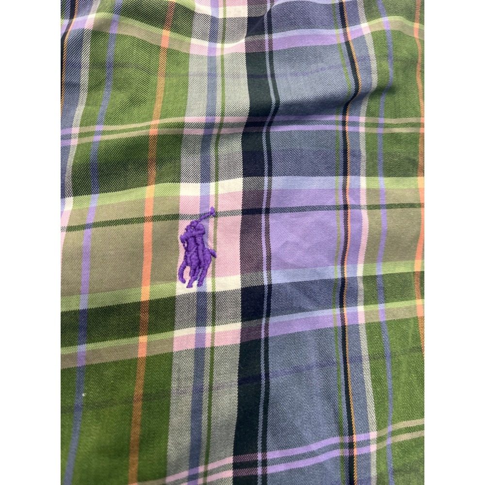Ralph Lauren Mens XXL Classic Fit Plaid Button Down Shirt Green Purple Pony 4930 - Picture 3 of 6